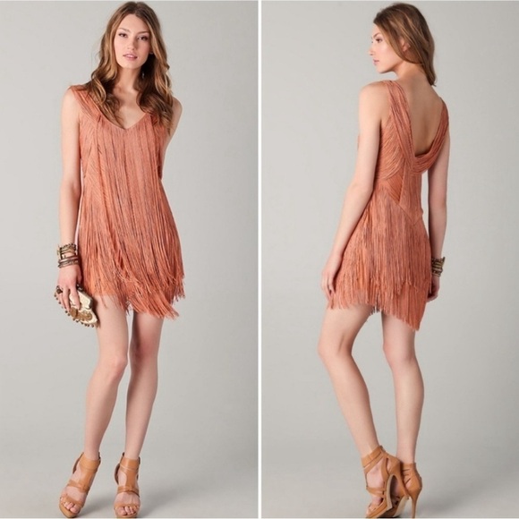 HAUTE HIPPIE Off White Swan Fringe Dress Size Large VGUC - Picture 3 of 11